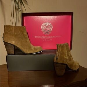 Vince Camuto Brown Suede Ankle Boots with Western Flair